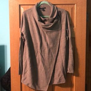 Wrap tan sweater with leather buckle